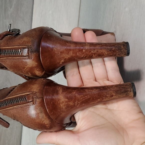 Prada Womens Ankle Zip Heels Pump Sandals shoes sz 37/7 - Picture 8 of 16